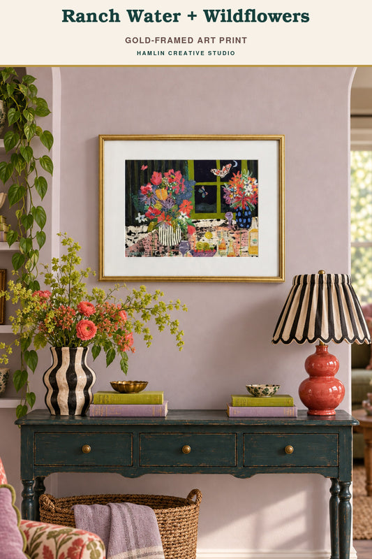 Ranch Water + Wildflowers | Gold Framed Fine Art Print | 16 × 20
