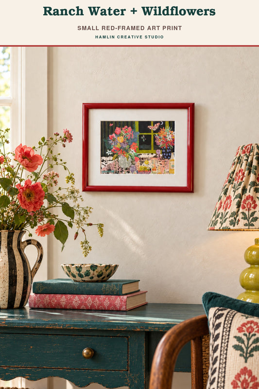 Ranch Water + Wildflowers | Red Framed Fine Art Print | 8 × 10
