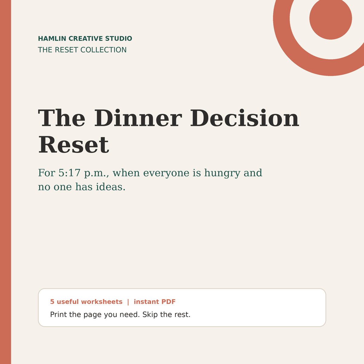 The Dinner Decision Reset Pack | Printable PDF